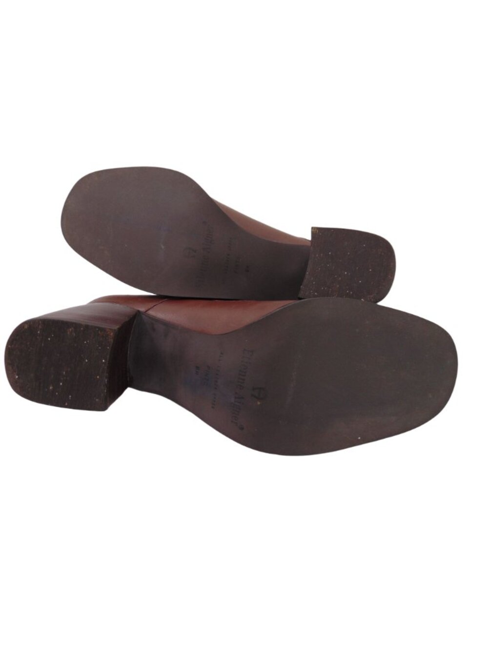 Etienne Aigner Womens Brown Pinto Ankle Booties Shoes Size 8 Chunky Heels Boots - Picture 12 of 12